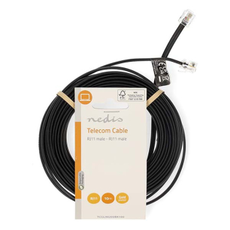 Nedis Telecom RJ11 kabel - 10 meter (Zwart) TCGL90200BK100 TCGP90200BK100 N011007066 - 3
