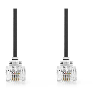 Nedis Telecom RJ11 kabel - 2 meter (Zwart) TCGL90200BK20 TCGP90200BK20 N011007064 - 2