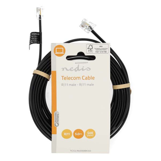 Nedis Telecom RJ11 kabel - 5 meter (Zwart) TCGL90200BK50 TCGP90200BK50 N011007065 - 3