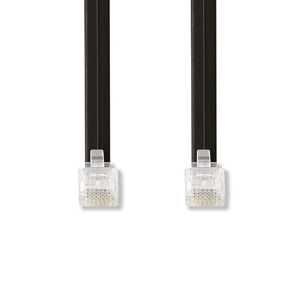 Nedis Telecom RJ12 kabel | Nedis | 1 meter (Plat, Analoog, Digitaal) TCGL90300BK10 K011007102 - 1