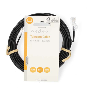 Nedis Telefoonkabel - RJ11 naar RJ45 - 5 meter (VoIP, Zwart) TCGL90201B50 TCGP90201B50 K011007405 - 3