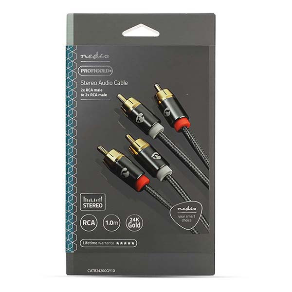 Nedis Tulp kabel | M ↔ M | Nedis | 1 meter | 5 stuks (Stereo, 100% koper, Verguld) CATB24200GY10 V010214259 - 2