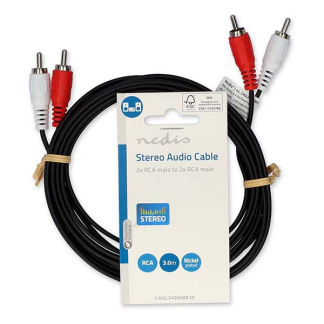 Nedis Tulp kabel | M ↔ M | Nedis | 3 meter (Stereo) CAGL24200BK30 CAGP24200BK30 N010302022 - 4