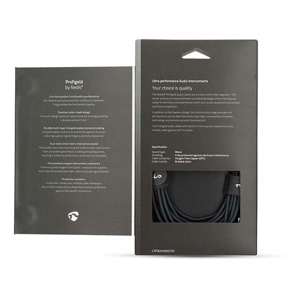 Nedis Tulp kabel | M ↔ M | Nedis | 5 meter (Mono, Verguld, 100% koper) CATB24100GY50 K010214242 - 5