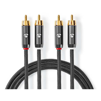 Nedis Tulp kabel | Nedis | 1 meter (Stereo, 100% koper, Verguld) CATB24200GY10 K010214259