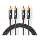 Nedis Tulp kabel | Nedis | 1 meter (Stereo, 100% koper, Verguld) CATB24200GY10 K010214259 - 1