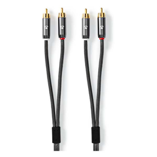 Nedis Tulp kabel | Nedis | 1 meter (Stereo, 100% koper, Verguld) CATB24200GY10 K010214259 - 2
