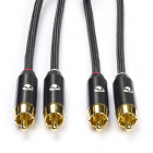 Tulp kabel | Nedis | 2 meter (Stereo, 100% koper, Verguld)