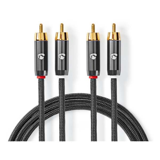 Nedis Tulp kabel | Nedis | 5 meter (Stereo, 100% koper, Verguld) CATB24200GY50 K010214262 - 1