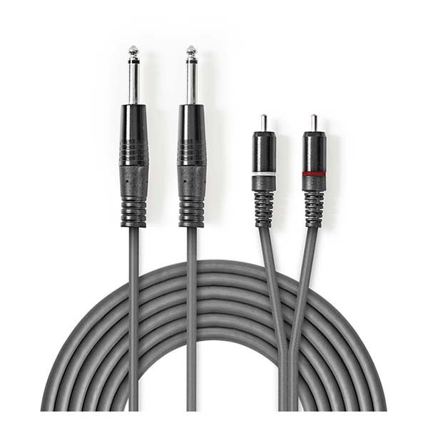 Nedis Tulp naar 2x jack 6.35 mm kabel | M ↔ M | Nedis | 1.5 meter (Stereo, 100% koper) COTH23320GY15 N010301319 - 2