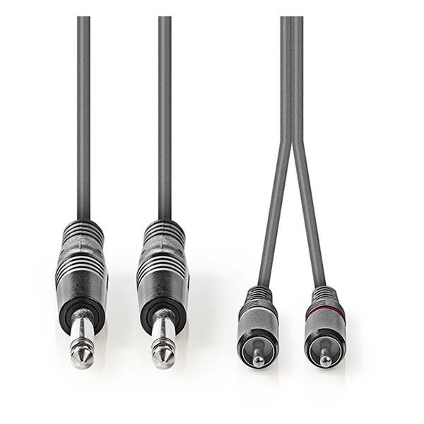 Nedis Tulp naar 2x jack 6.35 mm kabel | M ↔ M | Nedis | 5 meter (Stereo, 100% koper) COTH23320GY50 N010301321 - 3