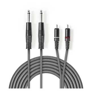 Nedis Tulp naar 2x jack 6.35 mm kabel | Nedis | 1.5 meter (Stereo, 100% koper) COTH23320GY15 N010301319 - 2
