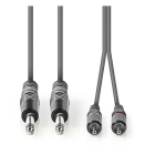 Nedis Tulp naar 2x jack 6.35 mm kabel | Nedis | 1.5 meter (Stereo, 100% koper) COTH23320GY15 N010301319 - 3