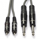 Tulp naar 2x jack 6.35 mm kabel | Nedis | 1.5 meter (Stereo, 100% koper)