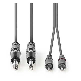 Nedis Tulp naar 2x jack 6.35 mm kabel | Nedis | 3 meter (Stereo, 100% koper) COTH23320GY30 N010301320 - 3