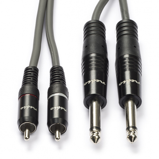 Nedis Tulp naar 2x jack 6.35 mm kabel | Nedis | 3 meter (Stereo, 100% koper) COTH23320GY30 N010301320 - 