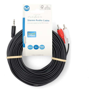 Nedis Tulp naar jack 3.5 mm kabel | M ↔ M | Nedis | 15 meter (Stereo) CAGL22200BK150 CAGP22200BK150 N010301307 - 4