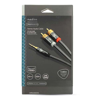 Nedis Tulp naar jack 3.5 mm kabel | M ↔ M | Nedis | 5 meter (Stereo, Verguld, Grijs) CATB22200GY50 K010214268 - 5