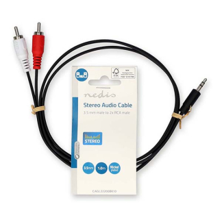 Nedis Tulp naar jack 3.5 mm kabel | Nedis | 1 meter (Stereo) CAGL22200BK10 CAGP22200BK10 N010301301 - 4