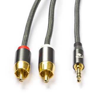 Nedis Tulp naar jack 3.5 mm kabel | Nedis | 1 meter (Stereo, Verguld, Grijs) CATB22200GY10 K010214265 - 1