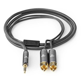 Nedis Tulp naar jack 3.5 mm kabel | Nedis | 1 meter (Stereo, Verguld, Grijs) CATB22200GY10 K010214265 - 3