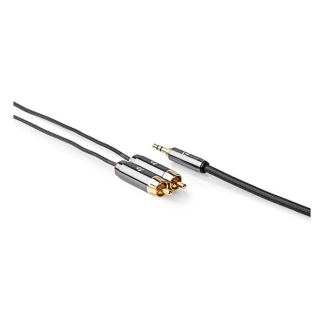 Nedis Tulp naar jack 3.5 mm kabel | Nedis | 1 meter (Stereo, Verguld, Grijs) CATB22200GY10 K010214265 - 4