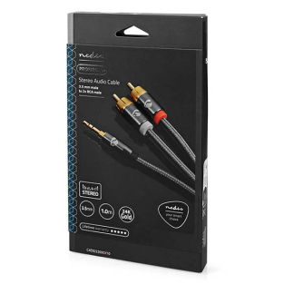 Nedis Tulp naar jack 3.5 mm kabel | Nedis | 1 meter (Stereo, Verguld, Grijs) CATB22200GY10 K010214265 - 5