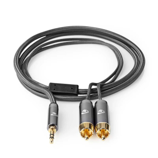 Nedis Tulp naar jack 3.5 mm kabel | Nedis | 2 meter (Stereo, Verguld, Grijs) CATB22200GY20 K010214266 - 3