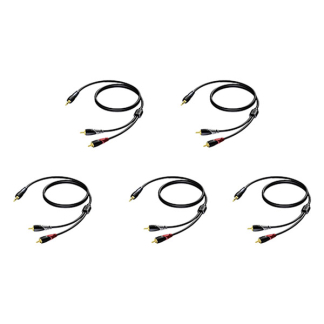 Tulp naar jack 3.5 mm kabel | Procab | 1.5 meter | 5 stuks (Stereo, Verguld, 100% koper)