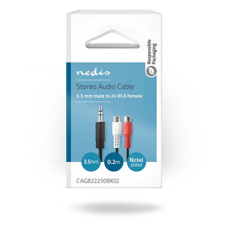 Nedis Tulp naar jack 3.5 mm kabel | V ↔ M | Nedis | 0.2 meter (Stereo) CAGB22250BK02 CAGP22250BK02 N010301372 - 3