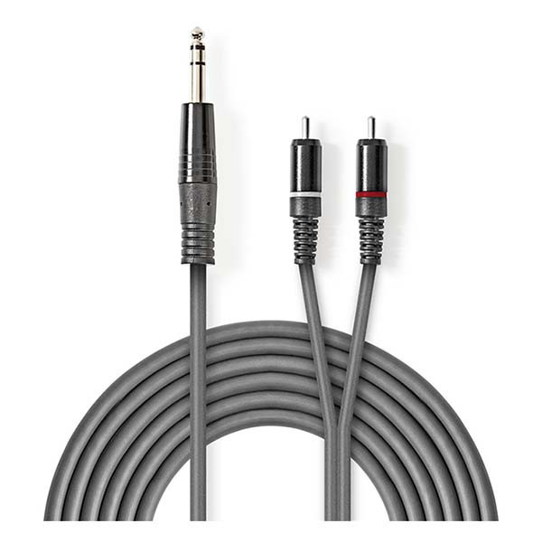 Nedis Tulp naar jack 6.35 mm kabel | M ↔ M | Nedis | 1.5 meter (Stereo, 100% koper) COTH23300GY15 N010301311 - 2