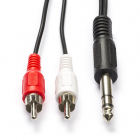 Tulp naar jack 6.35 mm kabel | Nedis | 2 meter (Stereo)