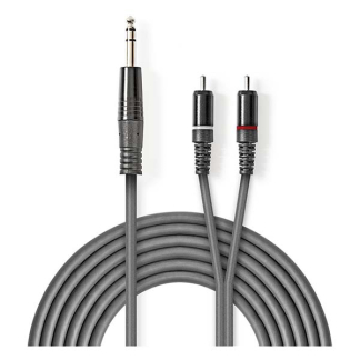 Nedis Tulp naar jack 6.35 mm kabel | Nedis | 3 meter (Stereo, 100% koper) COTH23300GY30 N010301312 - 2