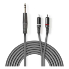 Nedis Tulp naar jack 6.35 mm kabel | Nedis | 3 meter (Stereo, 100% koper) COTH23300GY30 N010301312 - 2