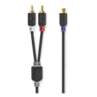 Nedis Tulp splitterkabel | V ↔ M | Nedis | 0.2 meter (Mono, Trekontlasting, Verguld) CABW24020AT02 N010302203 - 2