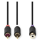 Nedis Tulp splitterkabel | V ↔ M | Nedis | 0.2 meter (Mono, Trekontlasting, Verguld) CABW24020AT02 N010302203 - 3