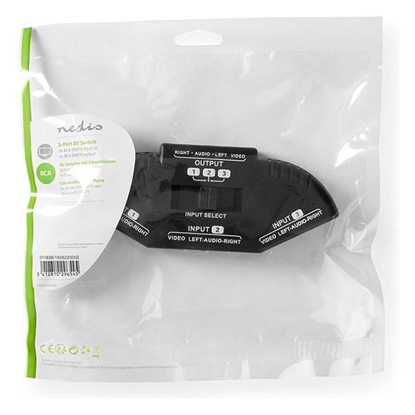 Nedis Tulp switch - Nedis - 3 poorten (Audio & video, Handmatig) VSWI2403BK N020401005 - 9