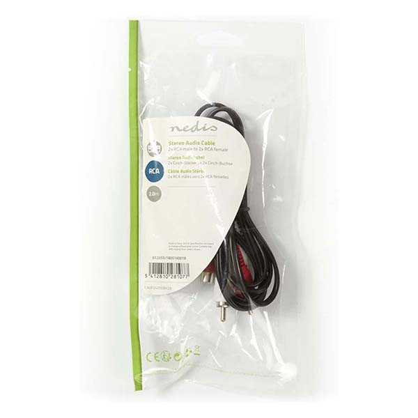 Nedis Tulp verlengkabel | V ↔ M | Nedis | 2 meter (Stereo) CAGL24205BK20 CAGP24205BK20 N010302101 - 4