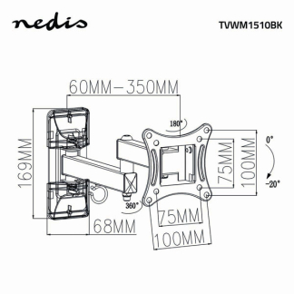 Nedis Tv beugel | Nedis | 13 tot 27 inch (Draai, zwenk en kantelbaar, Max. 15 kg) TVWM1510BK N101501022 - 6