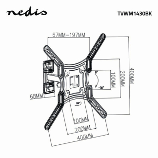 Nedis Tv beugel | Nedis | 23 tot 55 inch (Draai, zwenk en kantelbaar, Max. 30 kg) TVWM1430BK N101501027 - 6