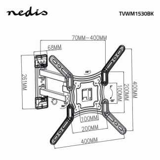 Nedis Tv beugel | Nedis | 23 tot 55 inch (Draai, zwenk en kantelbaar, Max. 30 kg) TVWM1530BK N101501020 - 7