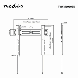 Nedis Tv beugel | Nedis | 32 tot 55 inch (Vast, Max. 35 kg) TVWM5030BK K101501212 - 4