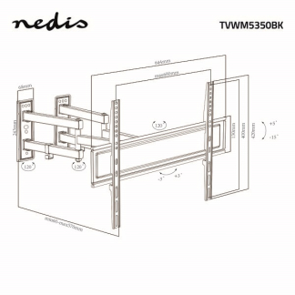 Nedis Tv beugel | Nedis | 32 tot 70 inch (Draai, zwenk en kantelbaar, Max. 40 kg) TVWM5350BK K101501138 - 8