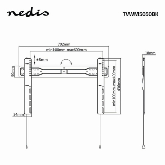 Nedis Tv beugel | Nedis | 37 tot 70 inch (Vast, Max. 35 kg) TVWM5050BK K101501214 - 5