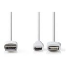 Nedis USB A ↔  Micro USB + Lightning oplaadkabel | 1 meter (USB 2.0, 480 Mbps, Wit) CCGP39400WT10 N010901154 - 3