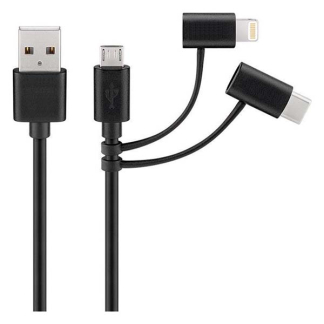 Nedis USB A ↔ USB C + Micro USB + Lightning oplaadkabel | 1 meter (USB 2.0, 100W, 480 Mbps) CCGL60620BK10 CCGP60620BK10 N010214022 - 3