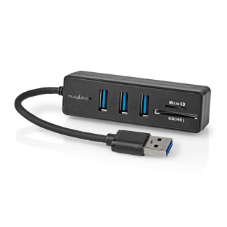 Nedis USB A hub | Nedis (USB A naar 3 x USB A, Micro-SD, SD, Busgevoed) CCGB61250BK01 K170108359 - 1