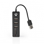 Nedis USB A hub | Nedis (USB A naar 3x USB A, SD/Micro SD kaartlezer, Busgevoed) UHUBCU2320BK K120200059 Nedis USB A hub | Nedis (USB A naar 3x USB A, SD/Micro SD kaartlezer, Busgevoed) UHUBCU2320BK K120200059