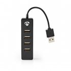 Nedis USB A hub | Nedis (USB A naar 4 x USB A, Busgevoed) UHUBU2420BK K120200058