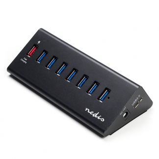 Nedis USB A hub | Nedis (USB A naar 8 x USB A, Snelladen, Externe voeding) UHUBUP3810BK K120200056 - 1